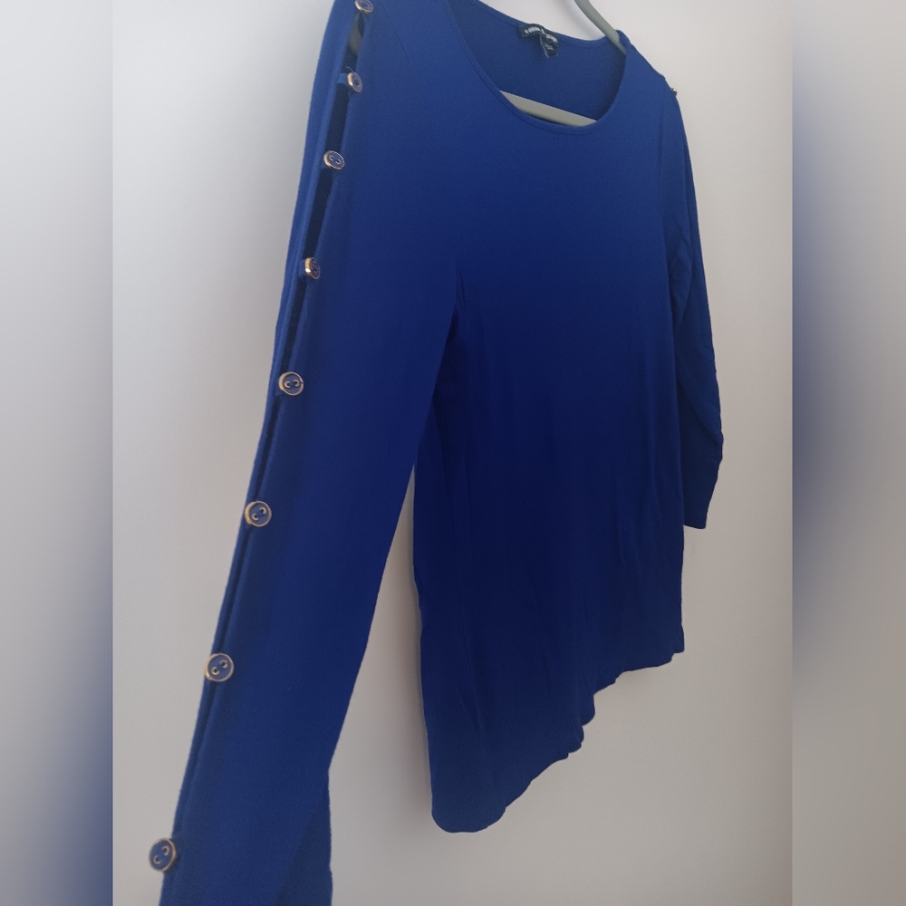Cable & Gauge Cobalt Blue Button Long Sleeve Top Medium - Picture 4 of 7